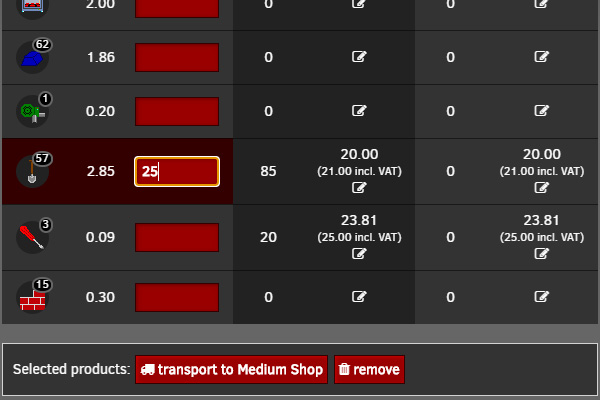 Bottom buttons at warehouse page